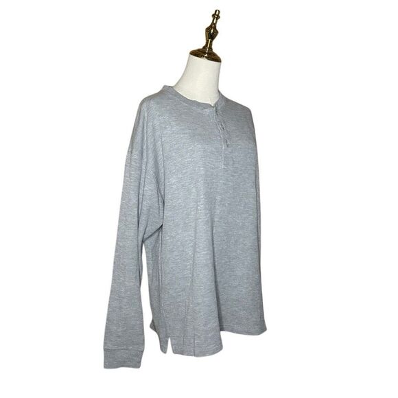 Bill Blass Sleepwear Gray Long Sleeve Henley Sleep Shirt Size L Button Up - Picture 4 of 13